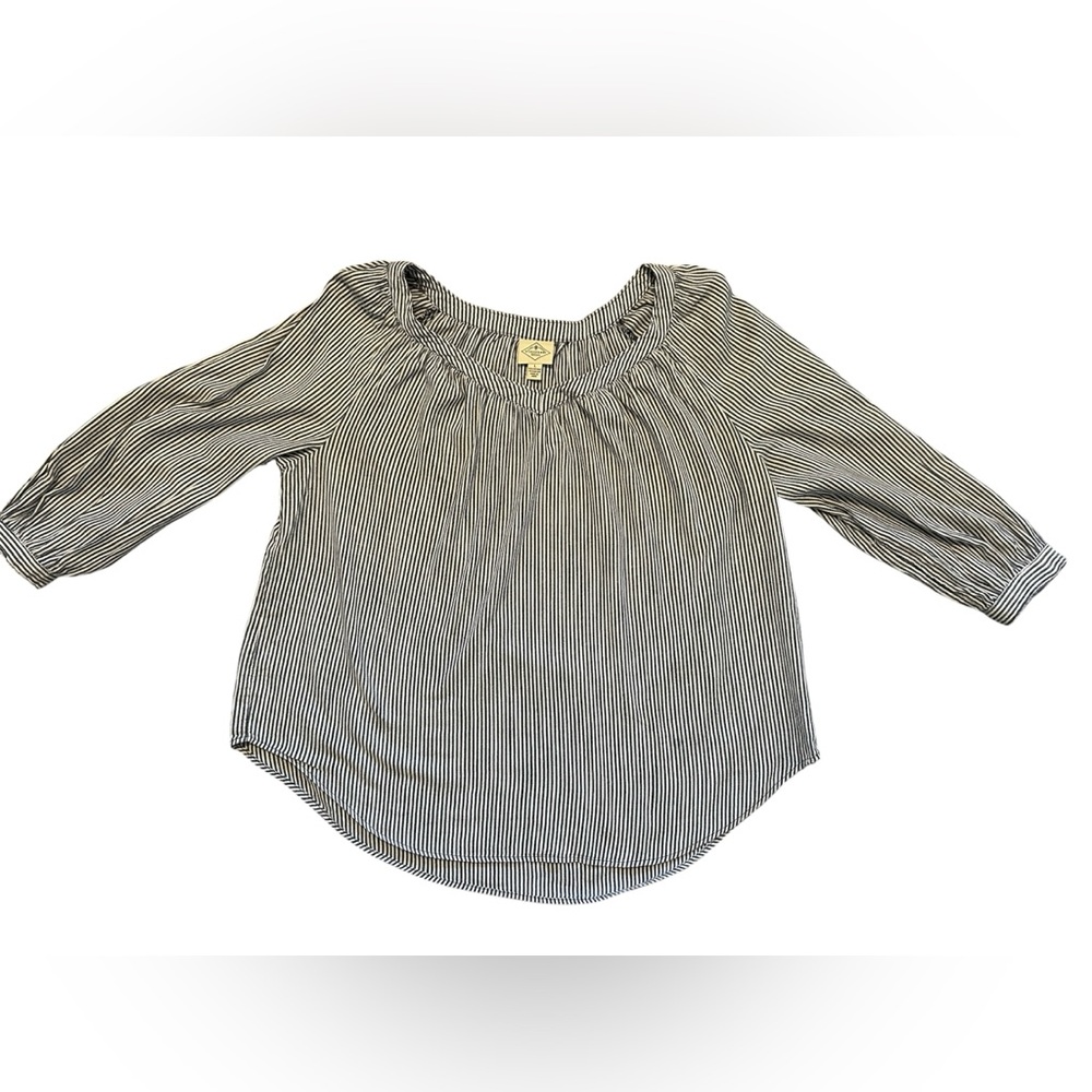 St John's Bay striped long-sleeve blouse with a scoop neckline